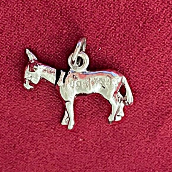 1960 Kennedy & Johnson Engraved Bobble Head Donkey Charm - Picture 2 of 4